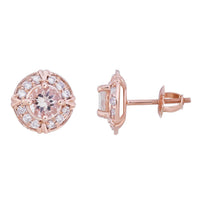 Thumbnail for LADIES EARRING 1/3 CT ROUND/PEACH MORGANITE DIAMOND 10K ROSE GOLD (CENTER - 7/8)