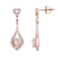 Thumbnail for LADIES EARRING 1/3 CT ROUND/PEACH MORGANITE DIAMOND 10K ROSE GOLD (CENTER - 7/8)