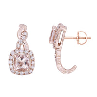 Thumbnail for LADIES EARRING 1/3 CT ROUND/CUSHION/PEACH MORGANITE DIAMOND 10K ROSE GOLD (CENTER - 1)