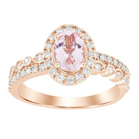 Thumbnail for LADIES RING 1/2 CT ROUND/OVAL/PEACH MORGANITE DIAMOND 10K ROSE GOLD(CENTER-3/4)