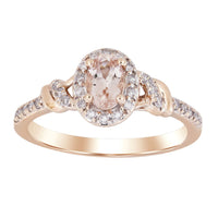 Thumbnail for LADIES RING 1/5 CT ROUND/OVAL/PEACH MORGANITE DIAMOND 10K ROSE GOLD(CENTER-3/8)