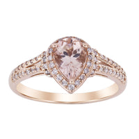 Thumbnail for LADIES RING 3/8 CT ROUND/PEAR/PEACH MORGANITE DIAMOND 10K ROSE GOLD(CENTER-1/2)