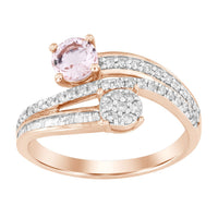 Thumbnail for LADIES RING 3/8 CT ROUND/ROUND/PEACH MORGANITE DIAMOND 10K ROSE GOLD(CENTER-1/2)
