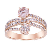 Thumbnail for LADIES RING 1/2 CT ROUND/ROUND/PEACH MORGANITE DIAMOND 10K ROSE GOLD(CENTER-1/2)