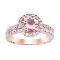 Thumbnail for LADIES RING 1/2 CT ROUND/ROUND/PEACH MORGANITE DIAMOND 10K ROSE GOLD(CENTER-1 1/5)