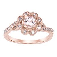 Thumbnail for LADIES RING 1/5 CT ROUND/ROUND/PEACH MORGANITE DIAMOND 10K ROSE GOLD(CENTER-1/2)