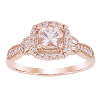 Thumbnail for LADIES RING 1/5 CT ROUND/ROUND/CUSHION/PEACH MORGANITE DIAMOND 10K ROSE GOLD(CENTER-1/2)