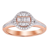 Thumbnail for LADIES RING 1/4 CT ROUND/BAGUETTE DIAMOND 10K ROSE GOLD