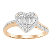 Thumbnail for LADIES RING 1/4 CT ROUND/BAGUETTE DIAMOND 10K ROSE GOLD