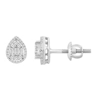 Thumbnail for LADIES EARRING 1/4 CT ROUND/BAGUETTE DIAMOND 10K WHITE GOLD
