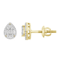 Thumbnail for LADIES EARRING 1/4 CT ROUND/BAGUETTE DIAMOND 10K YELLOW GOLD