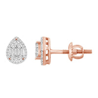 Thumbnail for LADIES EARRING 1/4 CT ROUND/BAGUETTE DIAMOND 10K ROSE GOLD