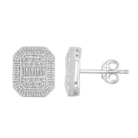 Thumbnail for LADIES EARRING 1/2 CT ROUND/BAGUETTE DIAMOND 10K WHITE GOLD