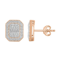 Thumbnail for LADIES EARRING 1/2 CT ROUND/BAGUETTE DIAMOND 10K ROSE GOLD