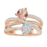 Thumbnail for LADIES RING 1/2 CT ROUND/PEACH MORGANITE DIAMOND 10K ROSE GOLD(CENTER-3/4)