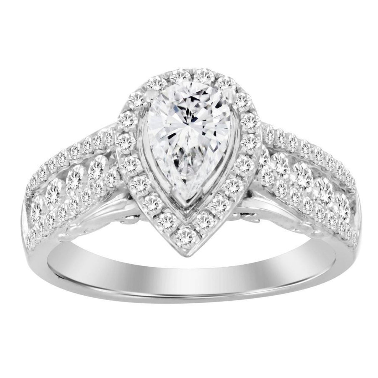 LADIES RING 1 1/2 CT ROUND DIAMOND 14K WHITE GOLD (CENTER-3/4) SI QUALITY