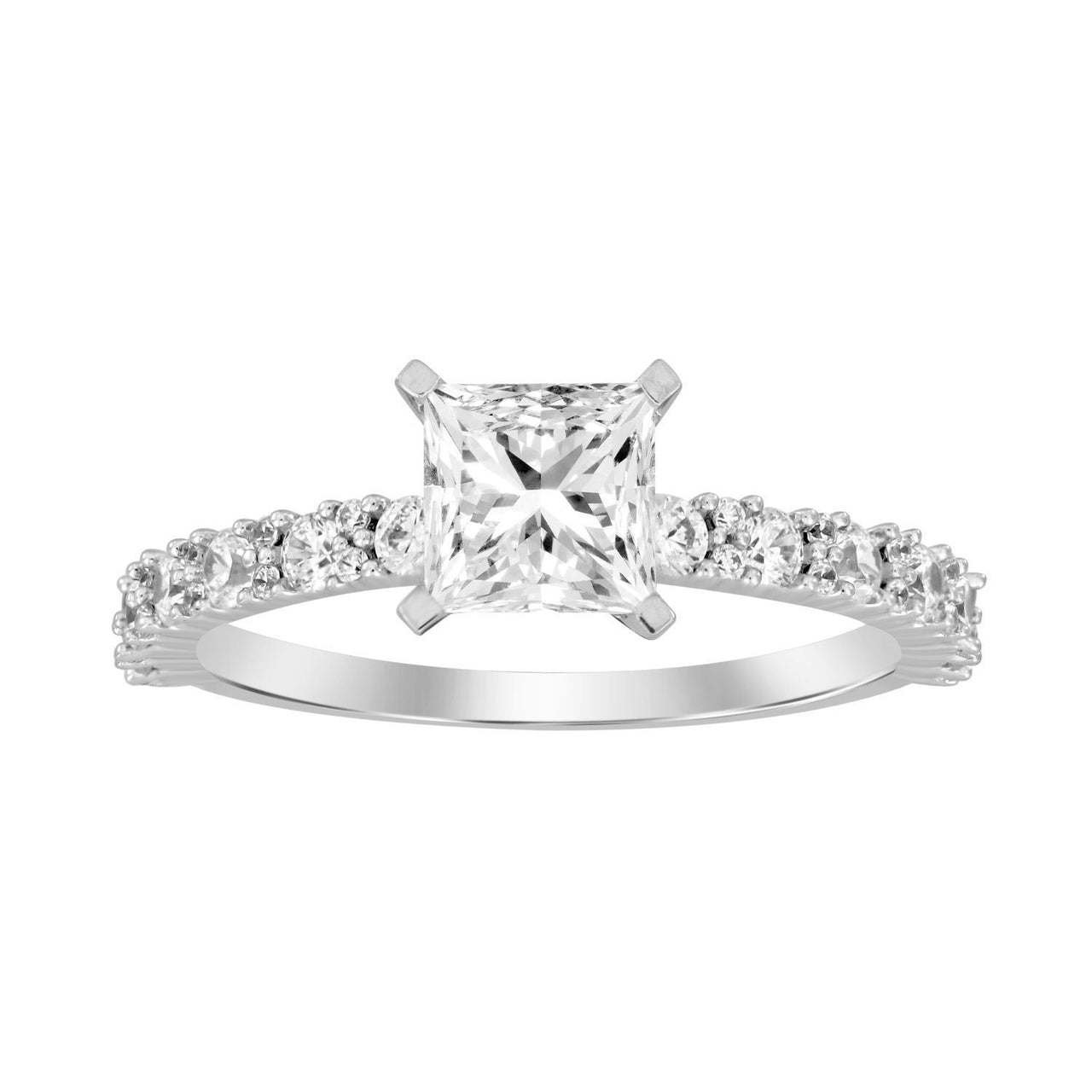 LADIES RING 1/2 CT ROUND/PRINCESS DIAMOND 14K WHITE GOLD(CENTER-1 / SEMI MOUNT)