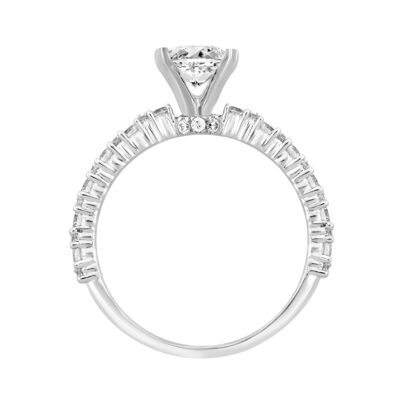 LADIES RING 1/2 CT ROUND/PRINCESS DIAMOND 14K WHITE GOLD(CENTER-1 / SEMI MOUNT)