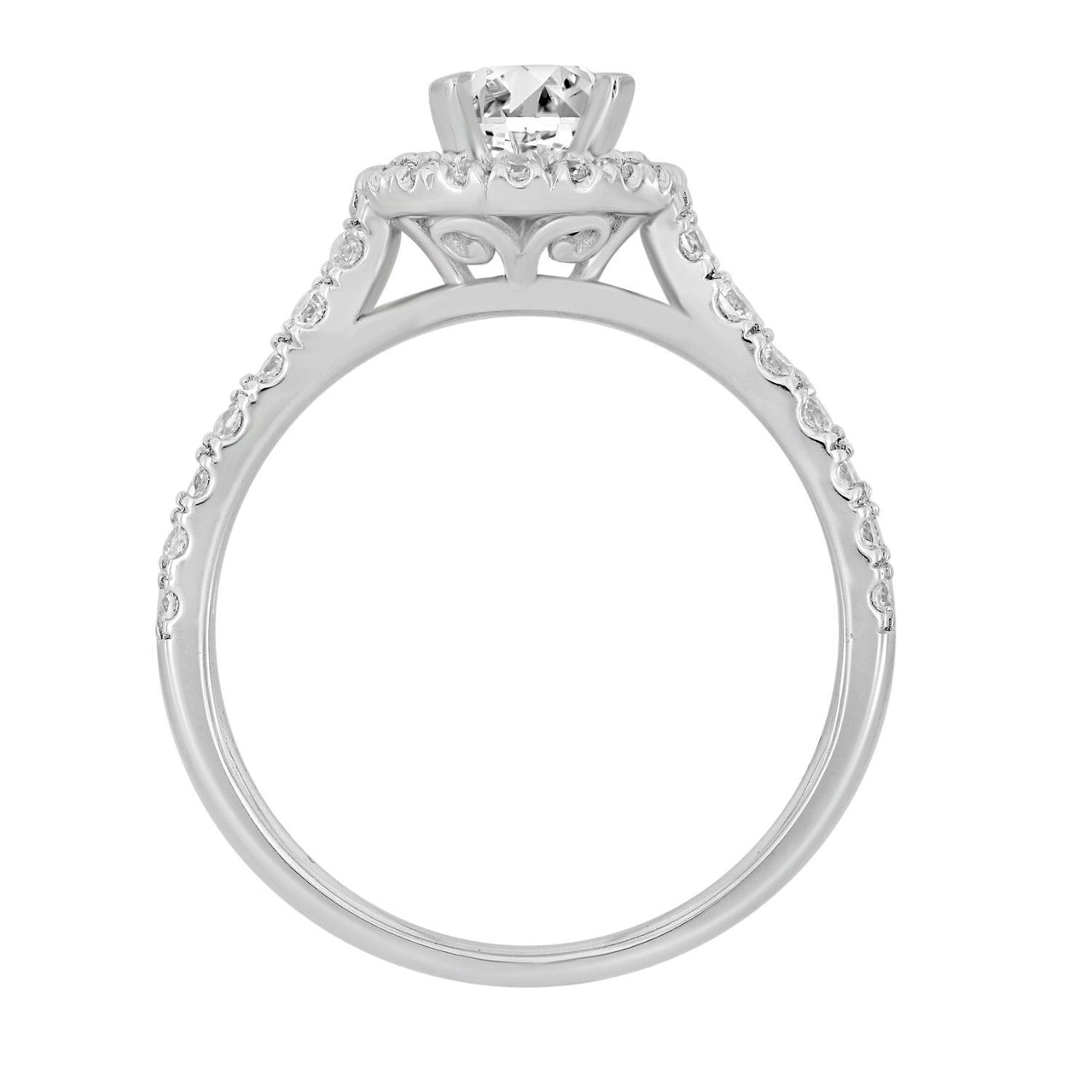 LADIES RING 3/4 CT ROUND/OVAL DIAMOND 14K WHITE GOLD(CENTER-1 / SEMI MOUNT)