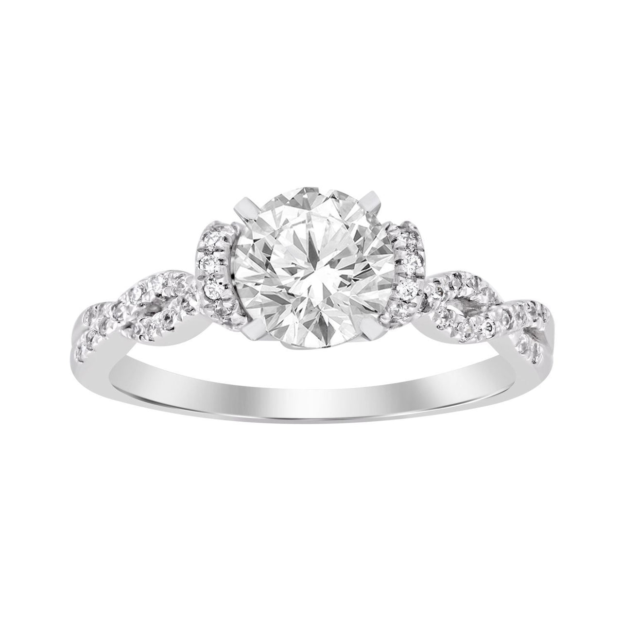 LADIES RING 1/4 CT ROUND DIAMOND 14K WHITE GOLD(CENTER-1/ SEMI MOUNT)