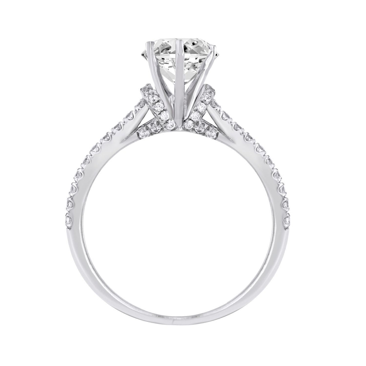 LADIES RING 1/3 CT  ROUND/PEAR DIAMOND 14K WHITE GOLD(CENTER-1/ SEMI MOUNT)
