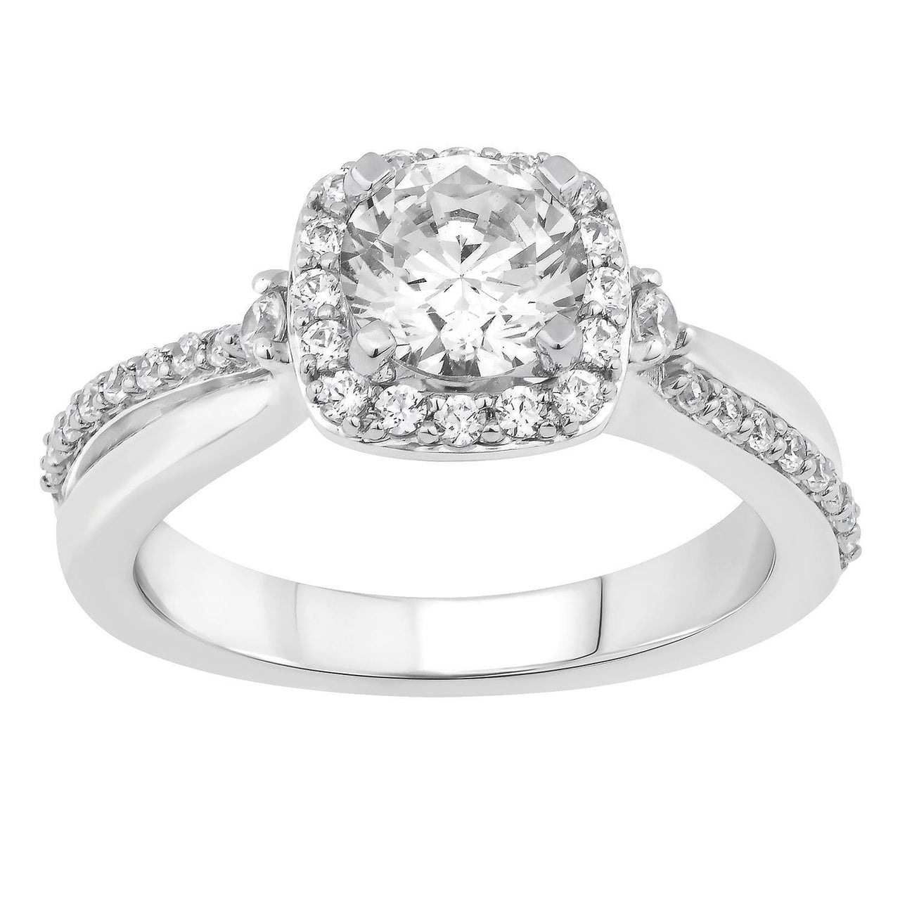 LADIES RING 1/3 CT ROUND DIAMOND 14K WHITE GOLD(CENTER-1 / SEMI MOUNT)