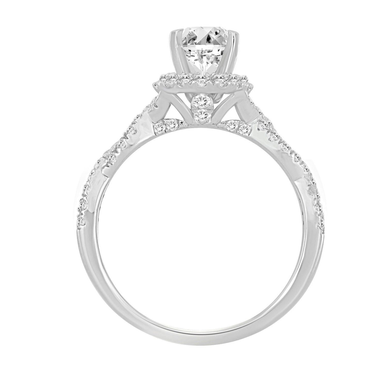 LADIES RING 1/2 CT ROUND DIAMOND 14K WHITE GOLD(CENTER-1 / SEMI MOUNT)