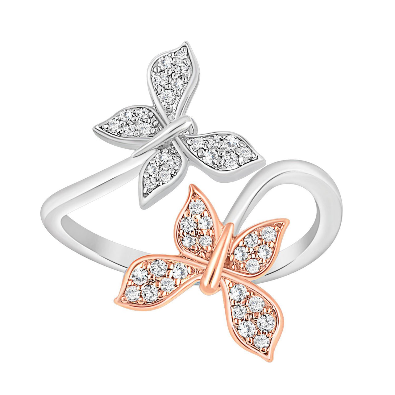 LADIES RING 1/5 CT ROUND DIAMOND 10K WHITE/ROSE GOLD