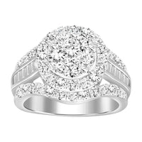 Thumbnail for LADIES RING 2 CT ROUND/BAGUETTE DIAMOND 10K WHITE GOLD