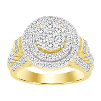 Thumbnail for LADIES RING 2 CT ROUND /BAGUETTE DIAMOND 10K YELLOW GOLD