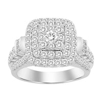 Thumbnail for LADIES RING 2 CT ROUND/BAGUETTE DIAMOND 10K WHITE GOLD