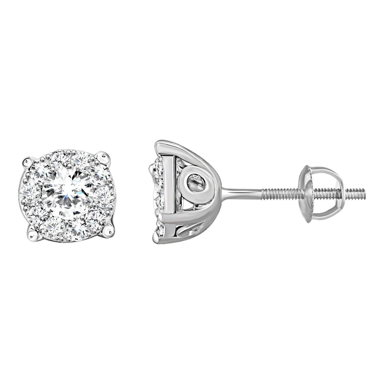 LADIES EARRINGS 1/4 CT ROUND DIAMOND 14K WHITE GOLD