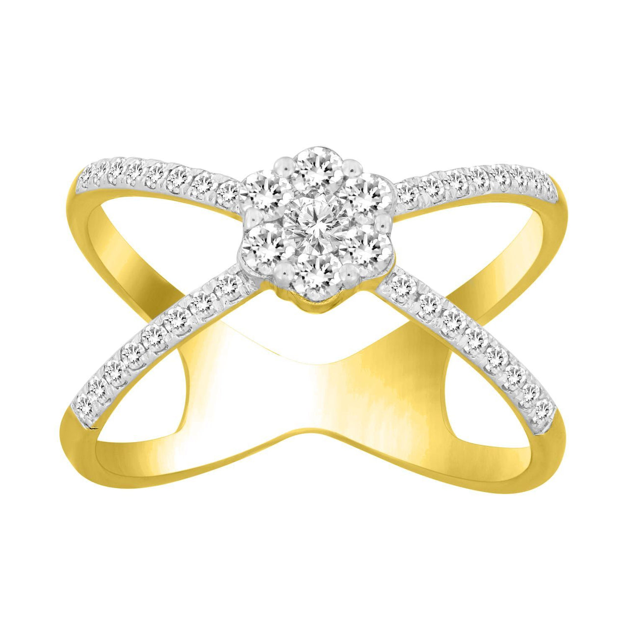 LADIES RING 1/2 CT ROUND DIAMOND 14K YELLOW GOLD
