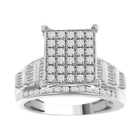 Thumbnail for LADIES RING 1 CT ROUND/BAGUETTE DIAMOND 10K WHITE GOLD