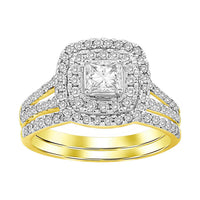 Thumbnail for LADIES BRIDAL RING SET 1 CT ROUND/PRINCESS DIAMOND 14K YELLOW GOLD