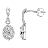 Thumbnail for LADIES EARRING 1/3 CT ROUND/BAGUETTE  DIAMOND 10K WHITE GOLD