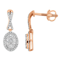 Thumbnail for LADIES EARRING 1/3 CT ROUND/BAGUETTE  DIAMOND 10K ROSE GOLD