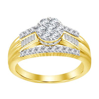 Thumbnail for LADIES RING 1 CT ROUND/BAGUETTE DIAMOND 10K YELLOW GOLD