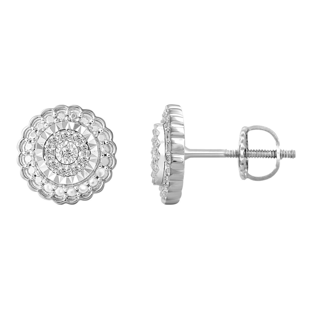 LADIES EARRING 1/10 CT ROUND DIAMOND 10K WHITE GOLD