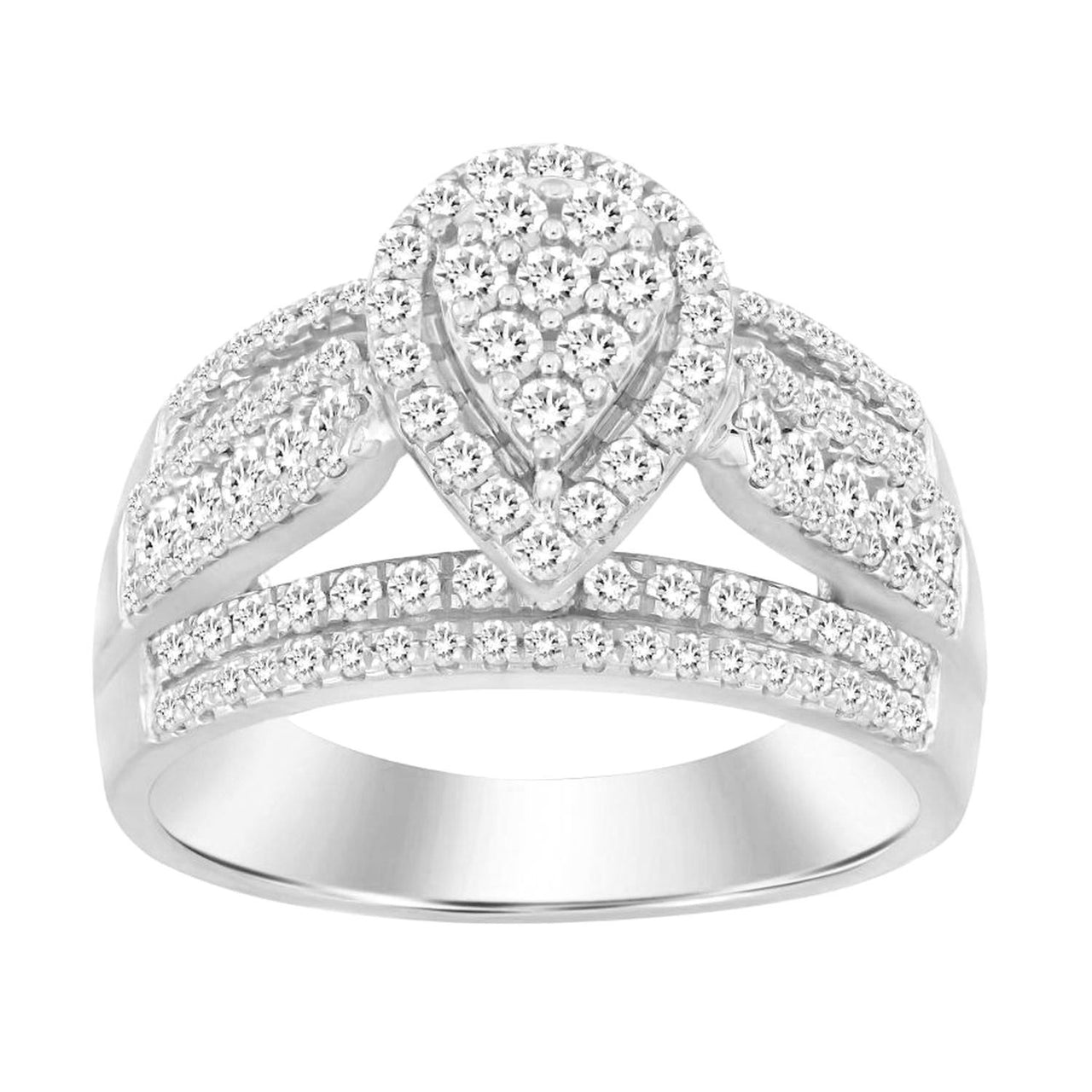 LADIES RING 1 CT ROUND DIAMOND 10K WHITE GOLD