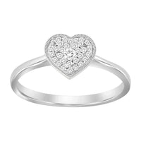 Thumbnail for LADIES HEART RING 1/10 CT ROUND DIAMOND 10K WHITE GOLD