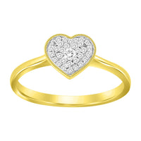 Thumbnail for LADIES HEART RING 1/10 CT ROUND DIAMOND 10K YELLOW GOLD