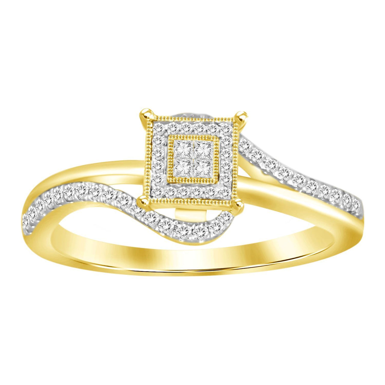 LADIES RING 1/5 CT ROUND DIAMOND 10K YELLOW GOLD