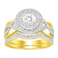 Thumbnail for LADIES BRIDAL RING SET 1 CT ROUND/PRINCESS DIAMOND 14K YELLOW GOLD