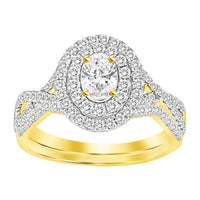 Thumbnail for LADIES BRIDAL RING SET 1 CT ROUND/PRINCESS DIAMOND 14K YELLOW GOLD