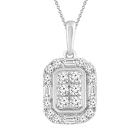 Thumbnail for LADIES PENDANT 1/4 CT ROUND/BAGUETTE DIAMOND 10K WHITE GOLD