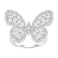 Thumbnail for LADIES RING 1 CT ROUND/BAGUETTE DIAMOND 10K WHITE GOLD