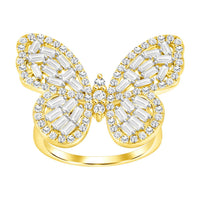 Thumbnail for LADIES RING 1 CT ROUND/BAGUETTE DIAMOND 10K YELLOW GOLD