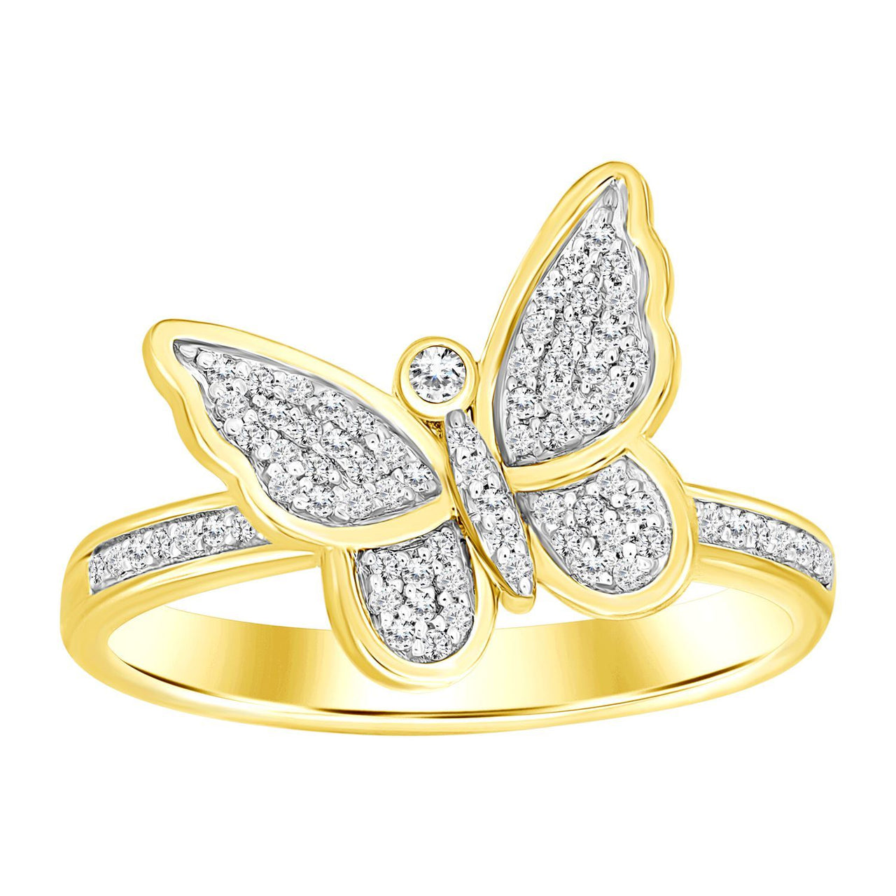 LADIES RING 1/6 CT ROUND DIAMOND 10K YELLOW GOLD