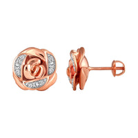Thumbnail for LADIES EARRING 1/5 CT ROUND DIAMOND 10K ROSE GOLD